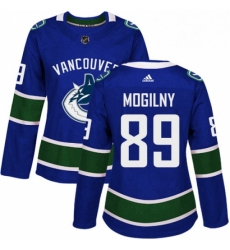 Womens Adidas Vancouver Canucks 89 Alexander Mogilny Premier Blue Home NHL Jersey 