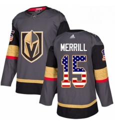 Mens Adidas Vegas Golden Knights 15 Jon Merrill Authentic Gray USA Flag Fashion NHL Jersey Mens Adidas Vegas Golden Knights 15 Jon Merrill Authentic Gray USA Flag Fashion NHL Jersey