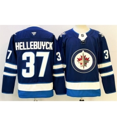 Men Winnipeg Jets 37 Connor Hellebuyck Connor Hellebuyck Navy 2024 25 Home Stitched Hockey Jersey