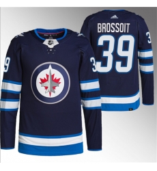 Men Winnipeg Jets 39 Laurent Brossoit Navy Stitched Jersey Men Winnipeg Jets 39 Laurent Brossoit Navy Stitched Jersey