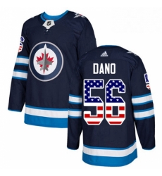 Mens Adidas Winnipeg Jets 56 Marko Dano Authentic Navy Blue USA Flag Fashion NHL Jersey 