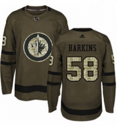Mens Adidas Winnipeg Jets 58 Jansen Harkins Premier Green Salute to Service NHL Jersey Mens Adidas Winnipeg Jets 58 Jansen Harkins Premier Green Salute to Service NHL Jersey