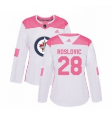 Womens Adidas Winnipeg Jets 28 Jack Roslovic Authentic White Pink Fashion NHL Jersey Womens Adidas Winnipeg Jets 28 Jack Roslovic Authentic White Pink Fashion NHL Jersey
