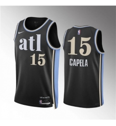 Men Atlanta Hawks 15 Clint Capela 2023 24 Black City Edition Stitched Basketball Jersey Men Atlanta Hawks 15 Clint Capela 2023 24 Black City Edition Stitched Basketball Jersey