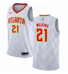 Mens Nike Atlanta Hawks 21 Dominique Wilkins Swingman White NBA Jersey Association Edition Mens Nike Atlanta Hawks 21 Dominique Wilkins Swingman White NBA Jersey Association Edition