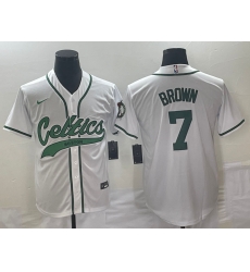 Men's Boston Celtics #7 Jaylen Brown White With Patch Stitched Baseball Jersey Men's Boston Celtics #7 Jaylen Brown White With Patch Stitched Baseball Jersey