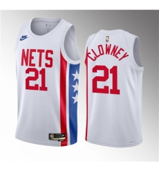 Men Brooklyn Nets 21 Noah Clowney White 2023 Draft Classic Edition Stitched Basketball Jersey Men Brooklyn Nets 21 Noah Clowney White 2023 Draft Classic Edition Stitched Basketball Jersey