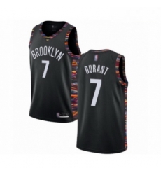 Mens Brooklyn Nets 7 Kevin Durant Authentic Black Basketball Jersey 2018 19 City Edition 