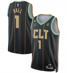 Men Charlotte Hornets 1 LaMelo Ball Black 2022 23 City Edition No 6 Patch Stitched Basketball Jersey Men Charlotte Hornets 1 LaMelo Ball Black 2022 23 City Edition No 6 Patch Stitched Basketball Jersey