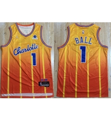 Men Charlotte Hornets 1 LaMelo Ball Orange 2025 26 City Edition Stitched Basketball Jersey