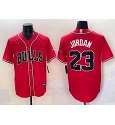 Men Chicago Bulls 23 Michael Jordan Red Cool Base Stitched Baseball Jersey