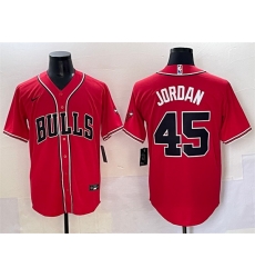 Men Chicago Bulls 45 Michael Jordan Red Cool Base Stitched Baseball Jersey