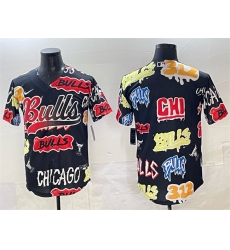 Men Chicago Bulls Blank Black Limited Stitched Baseball Jersey