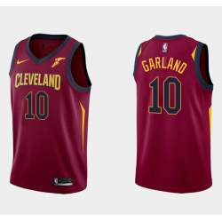 Men Cleveland Cavaliers 10 Darius Garland Wine Red Icon Edition Stitched Basketball Jersey