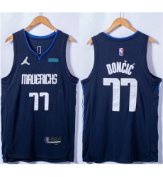 Men's Dallas Mavericks #77 Luka Doncic 75th Anniversary Navy Stitched Basketball Jersey Men's Dallas Mavericks #77 Luka Doncic 75th Anniversary Navy Stitched Basketball Jersey