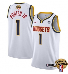Men Denver Nuggets 1 Michael Porter Jr White 2023 Finals Association Edition Stitched Basketball Jersey Men Denver Nuggets 1 Michael Porter Jr White 2023 Finals Association Edition Stitched Basketball Jersey