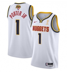 Men Denver Nuggets 1 Michael Porter Jr White 2023 Finals Association Edition Stitched Basketball Jersey Men Denver Nuggets 1 Michael Porter Jr White 2023 Finals Association Edition Stitched Basketball Jersey