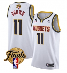 Men Denver Nuggets 11 Bruce Brown White 2023 Finals Association Edition With NO 6 Patch Stitched Basketball Jersey Men Denver Nuggets 11 Bruce Brown White 2023 Finals Association Edition With NO 6 Patch Stitched Basketball Jersey