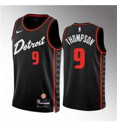 Men Detroit Pistons 9 Ausar Thompson Black 2023 24 City Edition Stitched Basketball Jersey Men Detroit Pistons 9 Ausar Thompson Black 2023 24 City Edition Stitched Basketball Jersey