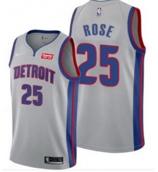 Men Detroit Pistons Nike Road Derick Rose 25 Statement Grey Jersey Men Detroit Pistons Nike Road Derick Rose 25 Statement Grey Jersey