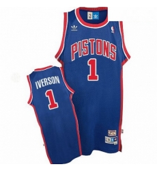 Mens Adidas Detroit Pistons 1 Allen Iverson Swingman Blue Throwback NBA Jersey Mens Adidas Detroit Pistons 1 Allen Iverson Swingman Blue Throwback NBA Jersey