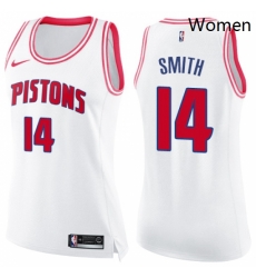 Womens Nike Detroit Pistons 14 Ish Smith Swingman WhitePink Fashion NBA Jersey Womens Nike Detroit Pistons 14 Ish Smith Swingman WhitePink Fashion NBA Jersey
