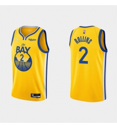 Men's Golden State Warriors #2 Ryan Rollins 2022 Yellow Stitched Basketball Jersey Men's Golden State Warriors #2 Ryan Rollins 2022 Yellow Stitched Basketball Jersey