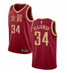 Womens Nike Houston Rockets 34 Hakeem Olajuwon Swingman Red NBA Jersey 2018 19 City Edition Womens Nike Houston Rockets 34 Hakeem Olajuwon Swingman Red NBA Jersey 2018 19 City Edition