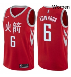 Womens Nike Houston Rockets 6 Vincent Edwards Swingman Red NBA Jersey City Edition 