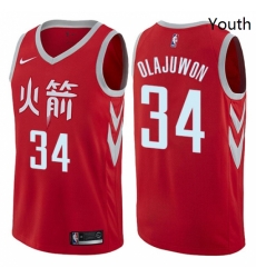 Youth Nike Houston Rockets 34 Hakeem Olajuwon Swingman Red NBA Jersey City Edition Youth Nike Houston Rockets 34 Hakeem Olajuwon Swingman Red NBA Jersey City Edition