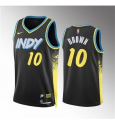 Men Indiana Pacers 10 Kendall Brown Black 2023 24 City Edition Stitched Basketball Jersey Men Indiana Pacers 10 Kendall Brown Black 2023 24 City Edition Stitched Basketball Jersey
