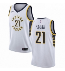 Mens Nike Indiana Pacers 21 Thaddeus Young Authentic White NBA Jersey Association Edition Mens Nike Indiana Pacers 21 Thaddeus Young Authentic White NBA Jersey Association Edition