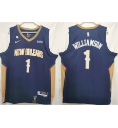 Men New Orleans Pelicans 1 Zion Williamson Navy Stitched Basketball Jersey Men New Orleans Pelicans 1 Zion Williamson Navy Stitched Basketball Jersey