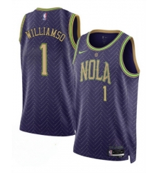Men New Orleans Pelicans 1 Zion Williamson Purple 2024 25 City Ediiton Stitched Basketball Jersey Men New Orleans Pelicans 1 Zion Williamson Purple 2024 25 City Ediiton Stitched Basketball Jersey