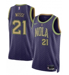 Men New Orleans Pelicans 21 Yves Missi Purple 2024 25 City Ediiton Stitched Basketball Jersey Men New Orleans Pelicans 21 Yves Missi Purple 2024 25 City Ediiton Stitched Basketball Jersey
