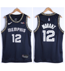 Men Memphis Grizzlies 12 Ja Morant 75th Anniversary 2021 Navy Swingman Stitched Jersey Men Memphis Grizzlies 12 Ja Morant 75th Anniversary 2021 Navy Swingman Stitched Jersey