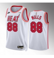 Men Miami Heat 88 Patrick Mills White Classic Edition Stitched Basketball Jersey Men Miami Heat 88 Patrick Mills White Classic Edition Stitched Basketball Jersey
