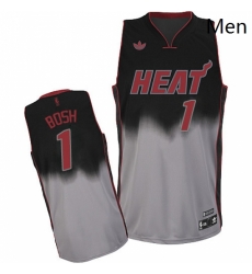 Mens Adidas Miami Heat 1 Chris Bosh Swingman BlackGrey Fadeaway Fashion NBA Jersey Mens Adidas Miami Heat 1 Chris Bosh Swingman BlackGrey Fadeaway Fashion NBA Jersey