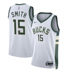 Men Milwaukee Bucks 15 Tyler Smith White 2024 Draft Association Edition Stitched Basketball Jersey Men Milwaukee Bucks 15 Tyler Smith White 2024 Draft Association Edition Stitched Basketball Jersey