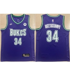 Men Milwaukee Bucks 34 Giannis Antetokounmpo 2022 23 Purple Classic Edition Swingman Stitched Basketball Jersey Men Milwaukee Bucks 34 Giannis Antetokounmpo 2022 23 Purple Classic Edition Swingman Stitched Basketball Jersey