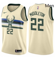Mens Nike Milwaukee Bucks 22 Khris Middleton Swingman Cream NBA Jersey City Edition Mens Nike Milwaukee Bucks 22 Khris Middleton Swingman Cream NBA Jersey City Edition