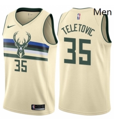 Mens Nike Milwaukee Bucks 35 Mirza Teletovic Authentic Cream NBA Jersey City Edition Mens Nike Milwaukee Bucks 35 Mirza Teletovic Authentic Cream NBA Jersey City Edition