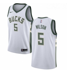 Mens Nike Milwaukee Bucks 5 D J Wilson Authentic White Home NBA Jersey Association Edition Mens Nike Milwaukee Bucks 5 D J Wilson Authentic White Home NBA Jersey Association Edition