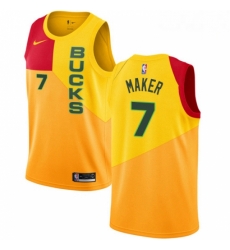 Mens Nike Milwaukee Bucks 7 Thon Maker Swingman Yellow NBA Jersey City Edition Mens Nike Milwaukee Bucks 7 Thon Maker Swingman Yellow NBA Jersey City Edition