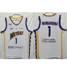 Men Boulogne Levallois Metropolitans 92 1 Victor Wembanyama White Stitched Jersey Men Boulogne Levallois Metropolitans 92 1 Victor Wembanyama White Stitched Jersey