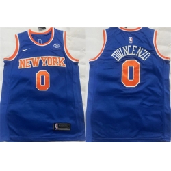 Men New Yok Knicks 0 Donte DiVincenzo Blue Stitched Basketball Jersey