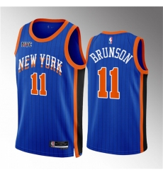 Men New Yok Knicks 11 Jalen Brunson Blue 2023 24 City Edition Stitched Basketball Jersey Men New Yok Knicks 11 Jalen Brunson Blue 2023 24 City Edition Stitched Basketball Jersey