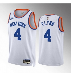 Men New Yok Knicks 4 Malachi Flynn White 2021 22 City Edition Stitched Basketball Jersey Men New Yok Knicks 4 Malachi Flynn White 2021 22 City Edition Stitched Basketball Jersey