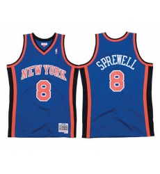 Men New Yok Knicks 8 Latrell Sprewell Blue 1998 99 Road Swingman Stitched Jersey Men New Yok Knicks 8 Latrell Sprewell Blue 1998 99 Road Swingman Stitched Jersey