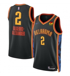 Men Oklahoma City Thunder 2 Shai Gilgeous Alexander Black 2024 25 City Edition Stitched Basketball Jersey Men Oklahoma City Thunder 2 Shai Gilgeous Alexander Black 2024 25 City Edition Stitched Basketball Jersey